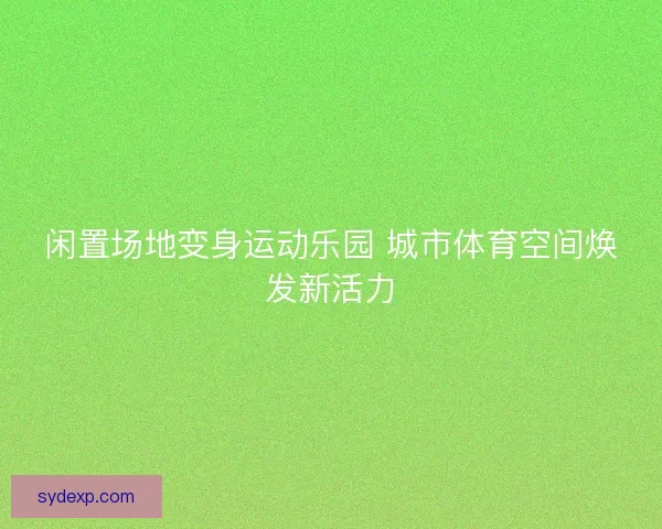 闲置场地变身运动乐园 城市体育空间焕发新活力