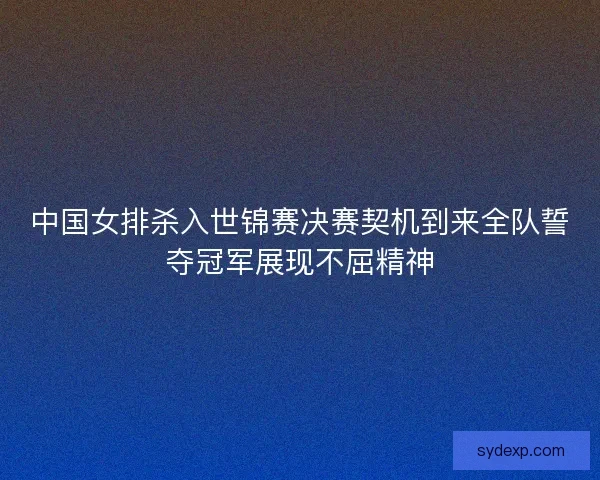 中国女排杀入世锦赛决赛契机到来全队誓夺冠军展现不屈精神